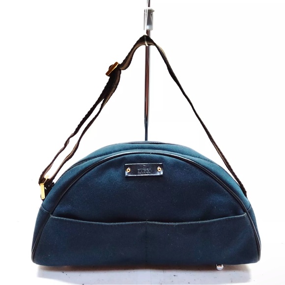 Gucci Handbags - Gucci Navy Canvas Dome Shoulder Bag EUC